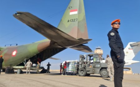 Hercules TNI AU Tiba di Jeddah Lanjutkan Misi Kemanusiaan ke Palestina