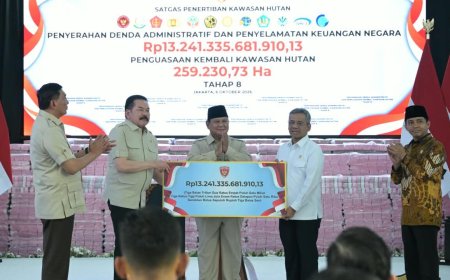 Prabowo Saksikan Penyelamatan Kekayaan Negara Rp13,24 Triliun dan 259 Ribu Hektare Kawasan Hutan kepada Negara