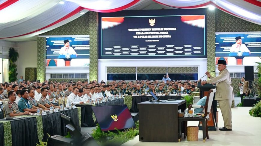 Prabowo Sampaikan Taklimat kepada 800 Perwira Tinggi TNI-Polri